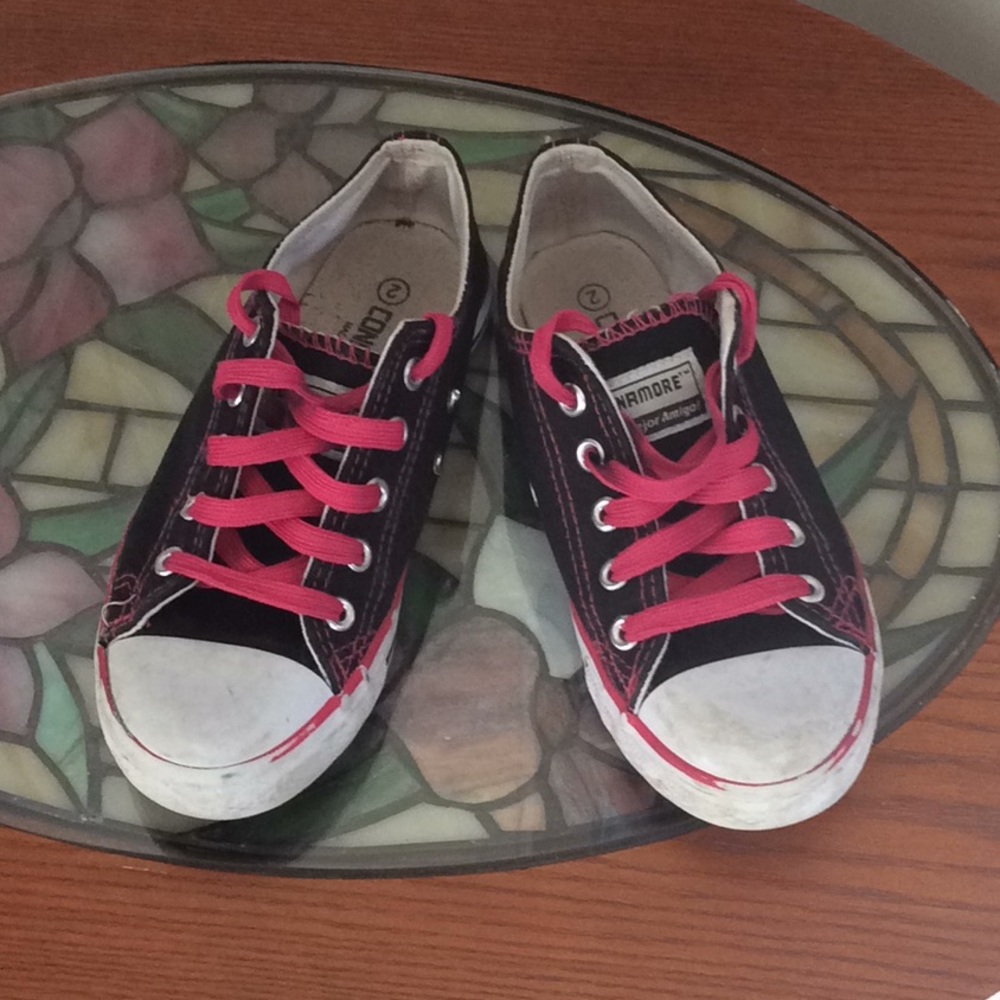 Black pink and white sneakers